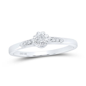 10kt White Gold Round Diamond Solitaire Bridal Wedding Engagement Ring 1/20 Cttw