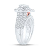 14kt White Gold Pear Diamond Halo Bridal Wedding Ring Band Set 2 Cttw