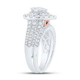 14kt White Gold Pear Diamond Halo Bridal Wedding Ring Band Set 2 Cttw