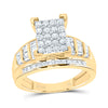 10kt Yellow Gold Round Diamond Cluster Bridal Wedding Engagement Ring 1 Cttw