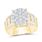 10kt Yellow Gold Round Diamond Cluster Bridal Wedding Engagement Ring 2 Cttw