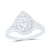 14kt White Gold Pear Diamond Halo Bridal Wedding Engagement Ring 1 Cttw