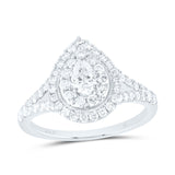 14kt White Gold Pear Diamond Halo Bridal Wedding Engagement Ring 1 Cttw