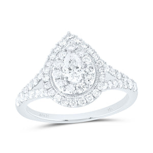 14kt White Gold Pear Diamond Halo Bridal Wedding Engagement Ring 1 Cttw