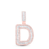 10kt Rose Gold Mens Baguette Diamond D Initial Letter Pendant 1/2 Cttw