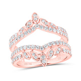 14kt Rose Gold Womens Round Diamond Wrap Enhancer Wedding Band 1 Cttw