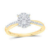 10kt Yellow Gold Womens Round Diamond Oval Cluster Ring 1/4 Cttw