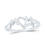 10kt White Gold Womens Round Diamond Mom Ring 1/12 Cttw