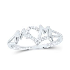 10kt White Gold Womens Round Diamond Mom Ring 1/12 Cttw
