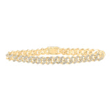 10kt Yellow Gold Mens Round Diamond Cuban Link Bracelet 3-3/4 Cttw