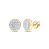10kt Yellow Gold Round Diamond Circle Cluster Stud Earrings 1/12 Cttw