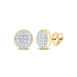 10kt Yellow Gold Round Diamond Circle Cluster Stud Earrings 1/12 Cttw
