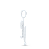 10kt White Gold Womens Round Diamond M Initial Letter Pendant 1/20 Cttw