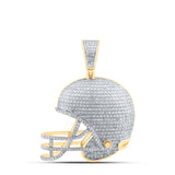 10kt Yellow Gold Mens Round Diamond Football Helmet Charm Pendant 3/4 Cttw