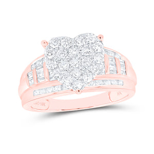 10kt Rose Gold Round Diamond Heart Bridal Wedding Engagement Ring 1 Cttw