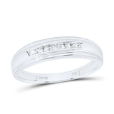 10kt White Gold Mens Round Diamond Wedding Band Ring 1/12 Cttw
