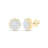 10kt Yellow Gold Womens Round Diamond Octagon Earrings 1/2 Cttw