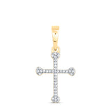 10kt Yellow Gold Womens Round Diamond Cross Pendant 1/12 Cttw