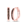 10kt Rose Gold Womens Round Brown Diamond Hoop Earrings 1/4 Cttw