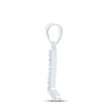 10kt White Gold Womens Round Diamond L Initial Letter Pendant 1/20 Cttw