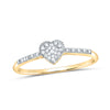 14kt Yellow Gold Womens Round Diamond Slender Heart Ring 1/20 Cttw