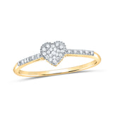 14kt Yellow Gold Womens Round Diamond Slender Heart Ring 1/20 Cttw