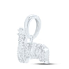 10kt White Gold Womens Round Diamond Queen Crown Fashion Pendant 1/6 Cttw