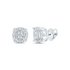 14kt White Gold Round Diamond Cluster Earrings 1/8 Cttw