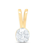 14kt Yellow Gold Womens Round Diamond Solitaire Pendant 1/5 Cttw