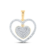 10kt Yellow Gold Womens Round Diamond Heart Pendant 1/3 Cttw