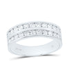 14kt White Gold Mens Round Diamond Wedding Double Row Band Ring 1 Cttw