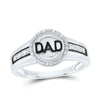 10kt White Gold Mens Round Diamond DAD Circle Ring 1/12 Cttw