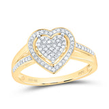 10kt Yellow Gold Womens Round Diamond Heart Ring 1/5 Cttw