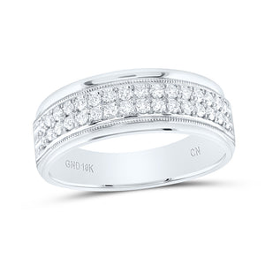 10kt White Gold Mens Round Diamond Wedding Machine Set Band Ring 1/2 Cttw