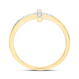 10kt Yellow Gold Womens Round Diamond Cross Ring 1/20 Cttw