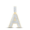 10kt Two-tone Gold Mens Round Diamond A Initial Letter Pendant 1/2 Cttw
