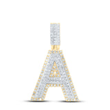 10kt Two-tone Gold Mens Round Diamond A Initial Letter Pendant 1/2 Cttw