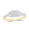 10kt Yellow Gold Womens Round Diamond Square Cluster Ring 1/5 Cttw