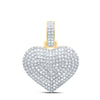 10kt Yellow Gold Mens Round Diamond Heart Charm Pendant 3/4 Cttw