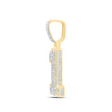 10kt Two-tone Gold Mens Round Diamond Number One Charm Pendant 7/8 Cttw