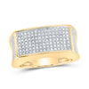 10kt Yellow Gold Mens Round Diamond Rectangle Cluster Band Ring 1/3 Cttw