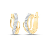 10kt Yellow Gold Womens Round Diamond Hoop Earrings 1/4 Cttw
