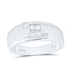 10kt White Gold Mens Princess Diamond Band Ring 3/8 Cttw