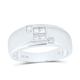 10kt White Gold Mens Princess Diamond Band Ring 3/8 Cttw