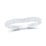 10kt White Gold Womens Round Diamond Curved Band Ring 1/2 Cttw