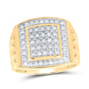 10kt Yellow Gold Mens Round Diamond Square Cluster Ring 1/2 Cttw