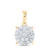 10kt Yellow Gold Womens Round Diamond Cluster Pendant 3/4 Cttw