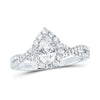 14kt White Gold Pear Diamond Solitaire Bridal Wedding Engagement Ring 1 Cttw