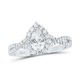14kt White Gold Pear Diamond Solitaire Bridal Wedding Engagement Ring 1 Cttw