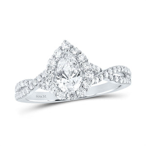 14kt White Gold Pear Diamond Solitaire Bridal Wedding Engagement Ring 1 Cttw